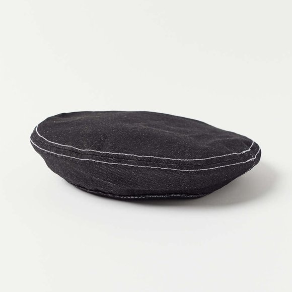 Urban Outfitters black denim white stitching beret hat - Picture 1 of 9